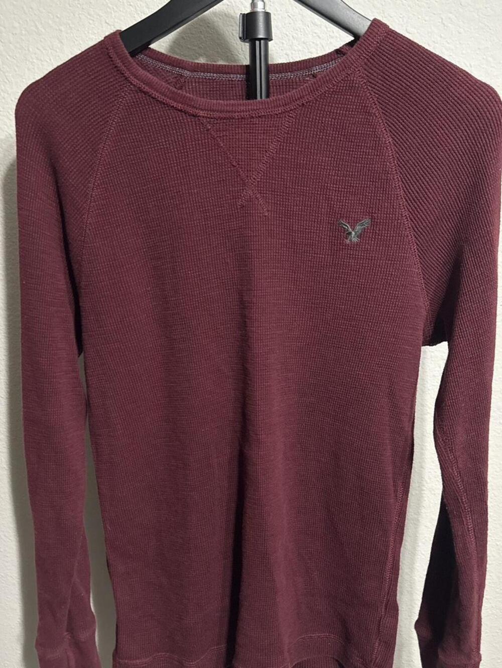American Eagle Outfitters Women's Burgundy and Red Shirt